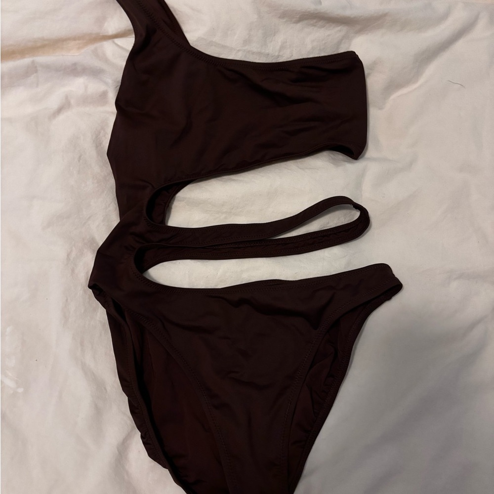 SKIMS Chocolate Cut-Out One-Piece Swimsuit
